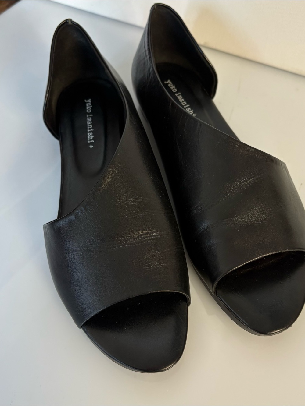 Women's Black Leather Ballet Flats